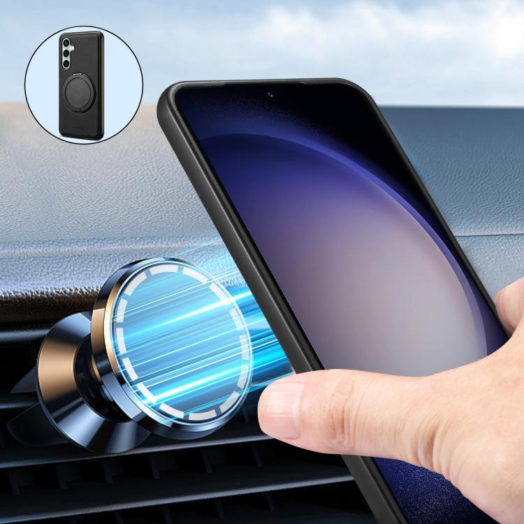 For Samsung Galaxy S24 FE 5G Denior A14 Skin Feel Rotating Holder MagSafe Phone Case(Black) - Galaxy S24 FE 5G Cases by Denior | Online Shopping UK | buy2fix