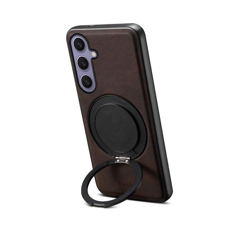 For Samsung Galaxy S24+ 5G Denior A14 Skin Feel Rotating Holder MagSafe Phone Case(Brown) - Galaxy S24+ 5G Cases by Denior | Online Shopping UK | buy2fix