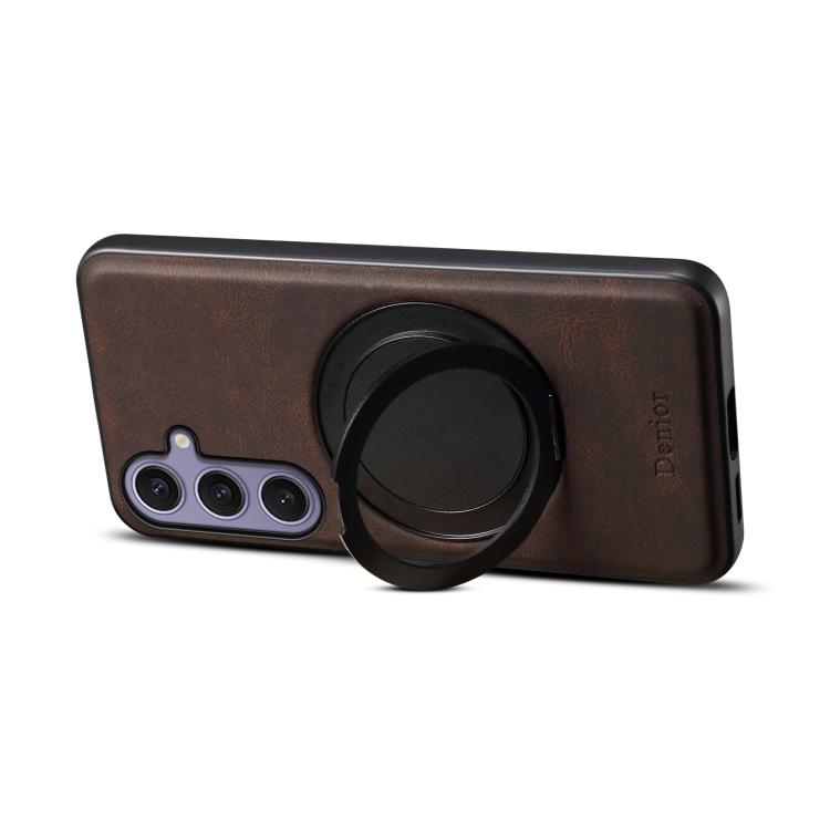 For Samsung Galaxy S24+ 5G Denior A14 Skin Feel Rotating Holder MagSafe Phone Case(Brown) - Galaxy S24+ 5G Cases by Denior | Online Shopping UK | buy2fix