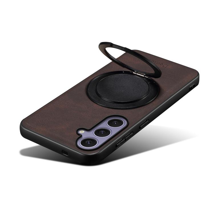 For Samsung Galaxy S24+ 5G Denior A14 Skin Feel Rotating Holder MagSafe Phone Case(Brown) - Galaxy S24+ 5G Cases by Denior | Online Shopping UK | buy2fix