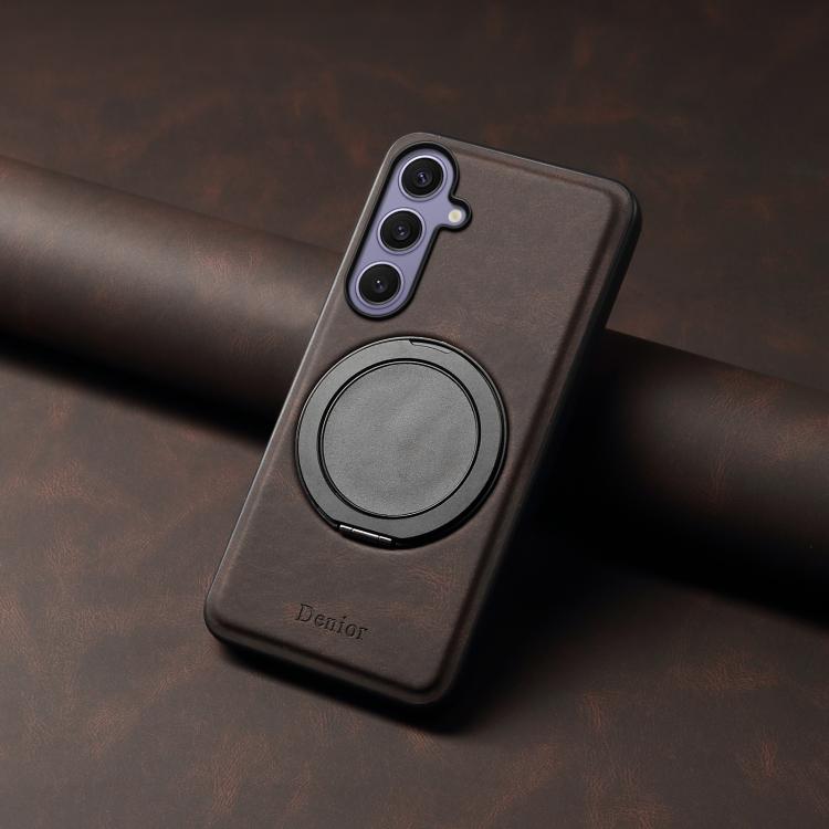 For Samsung Galaxy S24+ 5G Denior A14 Skin Feel Rotating Holder MagSafe Phone Case(Brown) - Galaxy S24+ 5G Cases by Denior | Online Shopping UK | buy2fix
