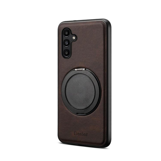 For Samsung Galaxy A15 5G Denior A14 Skin Feel Rotating Holder MagSafe Phone Case(Brown) - Galaxy Phone Cases by Denior | Online Shopping UK | buy2fix
