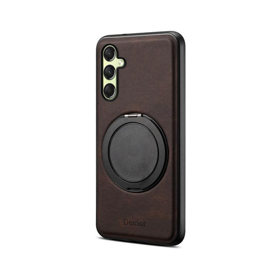 For Samsung Galaxy A16 5G Denior A14 Skin Feel Rotating Holder MagSafe Phone Case(Brown) - Galaxy Phone Cases by Denior | Online Shopping UK | buy2fix