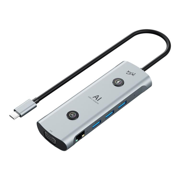 YCE V261 13 in 1 USB-C / Type-C HUB Adapter AI Docking Station(Grey) - USB HUB by buy2fix | Online Shopping UK | buy2fix