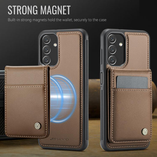 For Samsung Galaxy A13 4G JEEHOOD J06 British Style RFID MagSafe Card Bag PU Phone Case(Brown) - Galaxy Phone Cases by JEEHOOD | Online Shopping UK | buy2fix