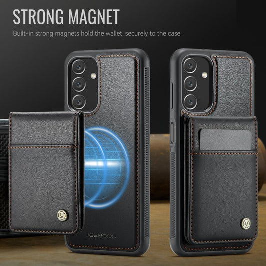 For Samsung Galaxy A13 5G JEEHOOD J06 British Style RFID MagSafe Card Bag PU Phone Case(Black) - Galaxy Phone Cases by JEEHOOD | Online Shopping UK | buy2fix