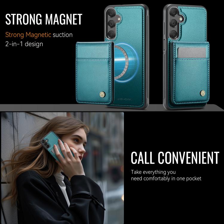 For Samsung Galaxy A16 5G JEEHOOD J06 British Style RFID MagSafe Card Bag PU Phone Case(Green) - Galaxy Phone Cases by JEEHOOD | Online Shopping UK | buy2fix