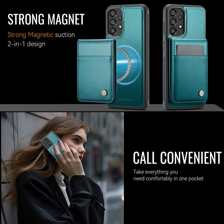 For Samsung Galaxy A23 4G / 5G JEEHOOD J06 British Style RFID MagSafe Card Bag PU Phone Case(Green) - Galaxy Phone Cases by JEEHOOD | Online Shopping UK | buy2fix