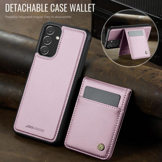For Samsung Galaxy A34 5G JEEHOOD J06 British Style RFID MagSafe Card Bag PU Phone Case(Pink) - Galaxy Phone Cases by JEEHOOD | Online Shopping UK | buy2fix