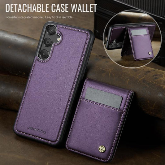 For Samsung Galaxy A55 5G JEEHOOD J06 British Style RFID MagSafe Card Bag PU Phone Case(Purple) - Galaxy Phone Cases by JEEHOOD | Online Shopping UK | buy2fix