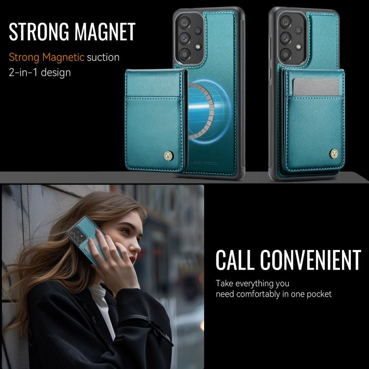 For Samsung Galaxy A33 5G JEEHOOD J06 British Style RFID MagSafe Card Bag PU Phone Case(Green) - Galaxy Phone Cases by JEEHOOD | Online Shopping UK | buy2fix