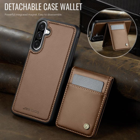 For Samsung Galaxy A36 JEEHOOD J06 British Style RFID MagSafe Card Bag PU Phone Case(Brown) - Galaxy Phone Cases by JEEHOOD | Online Shopping UK | buy2fix