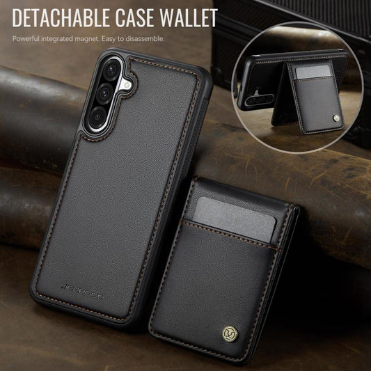 For Samsung Galaxy A36 JEEHOOD J06 British Style RFID MagSafe Card Bag PU Phone Case(Black) - Galaxy Phone Cases by JEEHOOD | Online Shopping UK | buy2fix