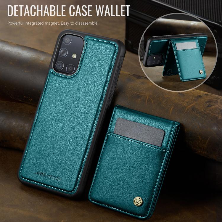 For Samsung Galaxy A51 4G JEEHOOD J06 British Style RFID MagSafe Card Bag PU Phone Case(Green) - Galaxy Phone Cases by JEEHOOD | Online Shopping UK | buy2fix