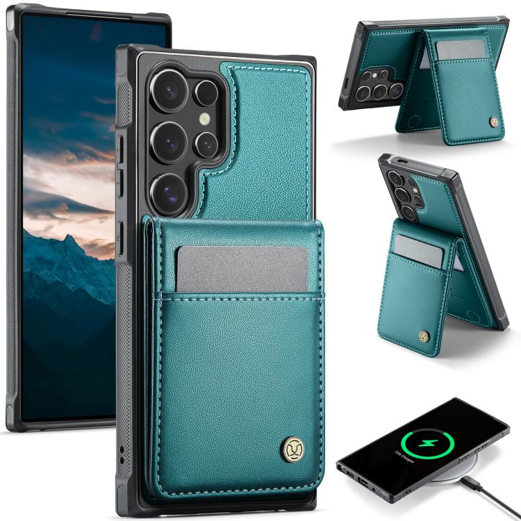 For Samsung Galaxy S24 Ultra 5G JEEHOOD J06 British Style RFID MagSafe Card Bag PU Phone Case(Green) - Galaxy S24 Ultra 5G Cases by JEEHOOD | Online Shopping UK | buy2fix