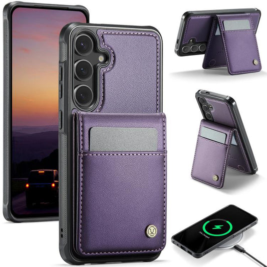 For Samsung Galaxy S24+ 5G JEEHOOD J06 British Style RFID MagSafe Card Bag PU Phone Case(Purple) - Galaxy S24+ 5G Cases by JEEHOOD | Online Shopping UK | buy2fix