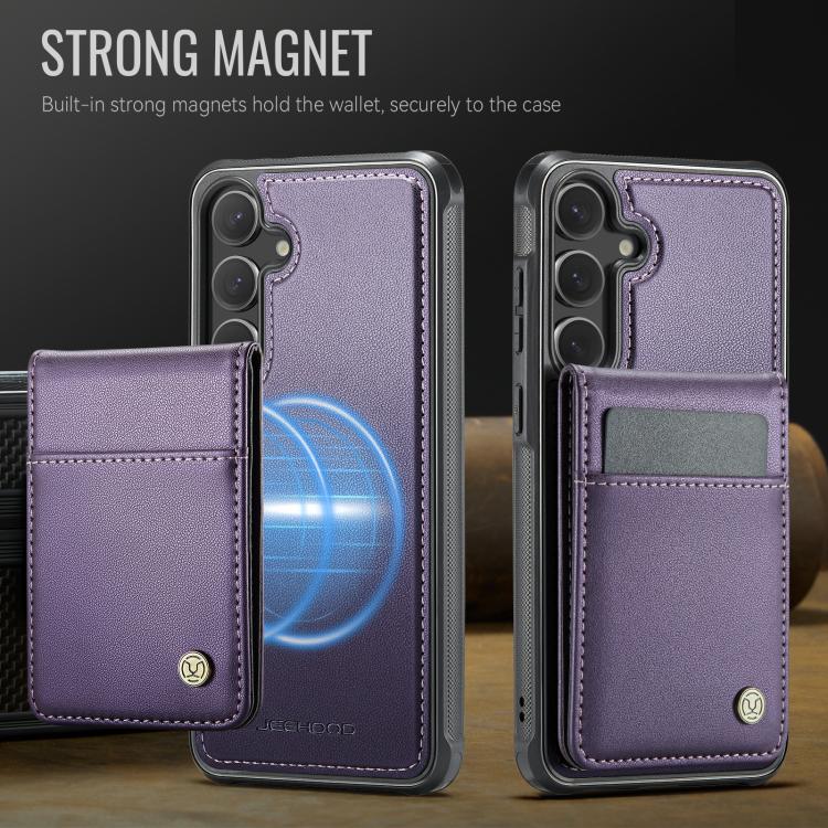 For Samsung Galaxy S24+ 5G JEEHOOD J06 British Style RFID MagSafe Card Bag PU Phone Case(Purple) - Galaxy S24+ 5G Cases by JEEHOOD | Online Shopping UK | buy2fix