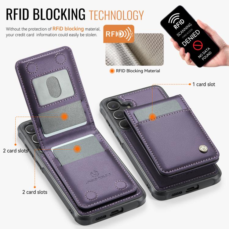 For Samsung Galaxy S24+ 5G JEEHOOD J06 British Style RFID MagSafe Card Bag PU Phone Case(Purple) - Galaxy S24+ 5G Cases by JEEHOOD | Online Shopping UK | buy2fix