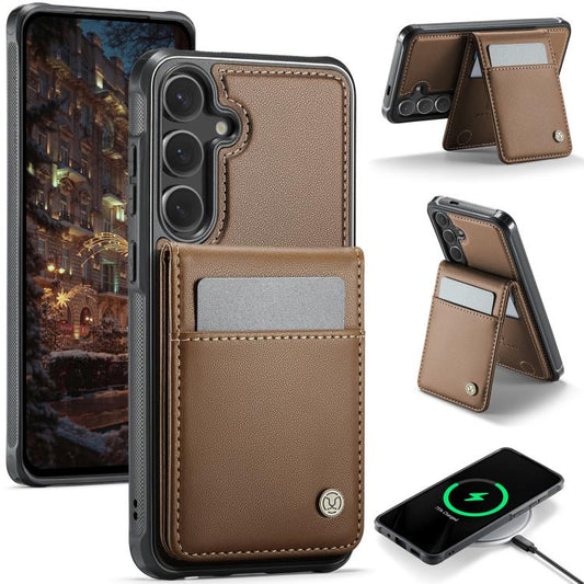 For Samsung Galaxy S24+ 5G JEEHOOD J06 British Style RFID MagSafe Card Bag PU Phone Case(Brown) - Galaxy S24+ 5G Cases by JEEHOOD | Online Shopping UK | buy2fix