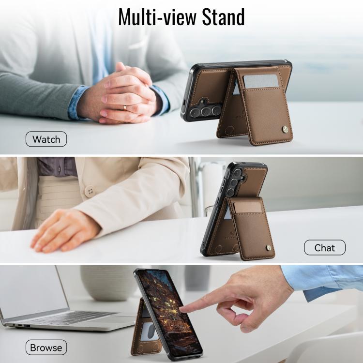 For Samsung Galaxy S24+ 5G JEEHOOD J06 British Style RFID MagSafe Card Bag PU Phone Case(Brown) - Galaxy S24+ 5G Cases by JEEHOOD | Online Shopping UK | buy2fix