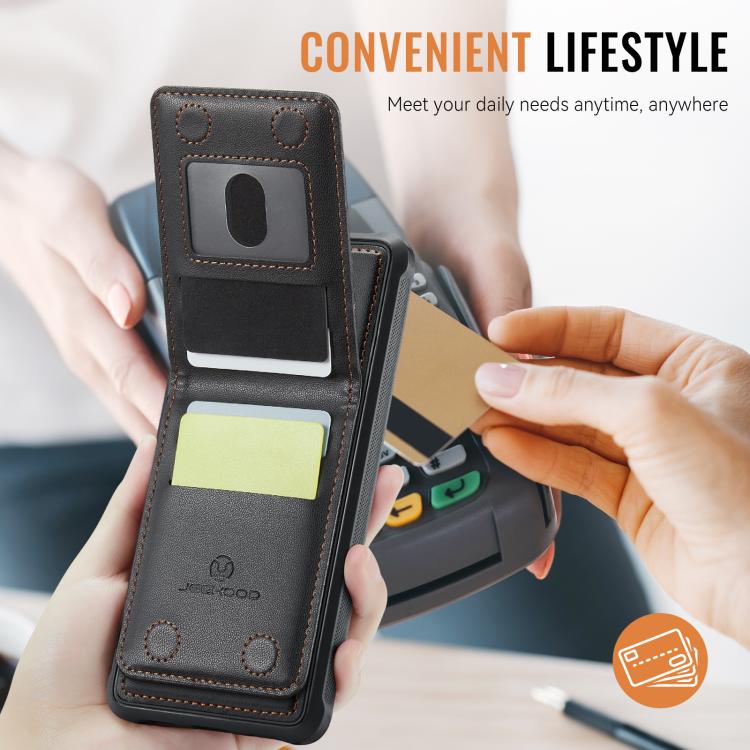 For Samsung Galaxy S24+ 5G JEEHOOD J06 British Style RFID MagSafe Card Bag PU Phone Case(Black) - Galaxy S24+ 5G Cases by JEEHOOD | Online Shopping UK | buy2fix