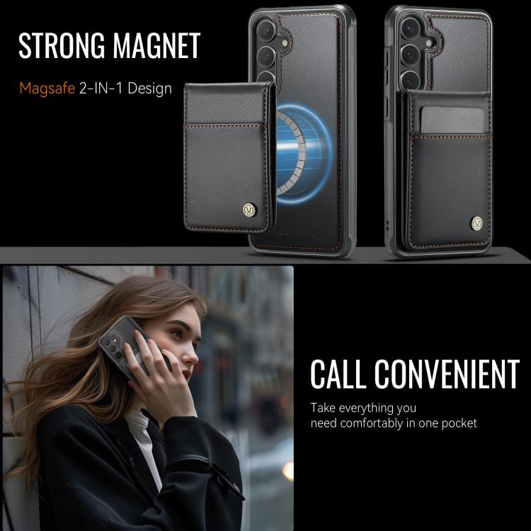 For Samsung Galaxy S24+ 5G JEEHOOD J06 British Style RFID MagSafe Card Bag PU Phone Case(Black) - Galaxy S24+ 5G Cases by JEEHOOD | Online Shopping UK | buy2fix