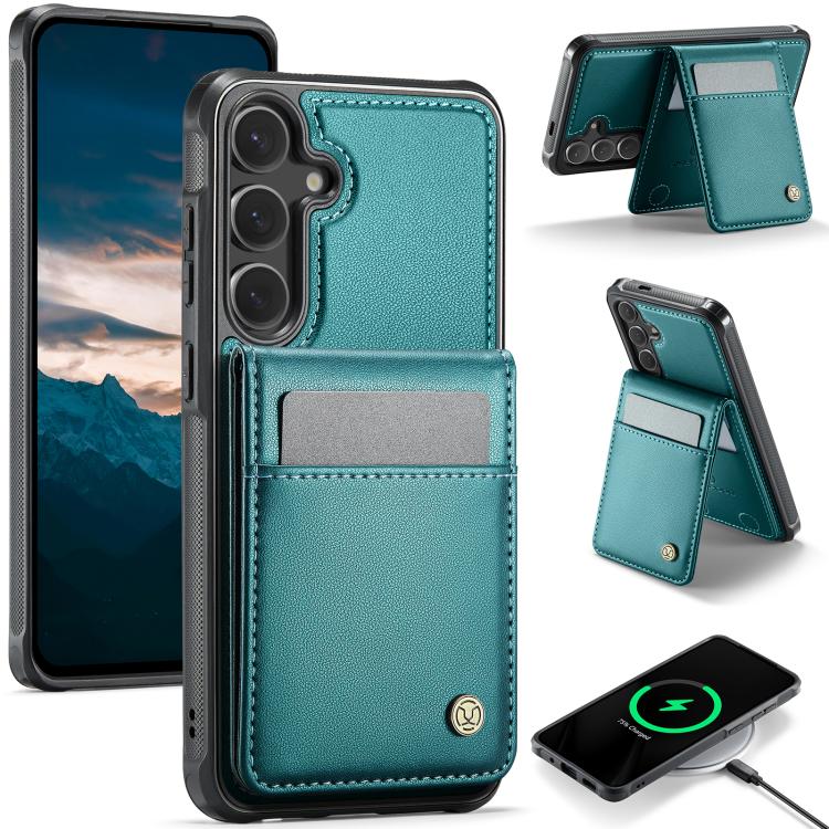 For Samsung Galaxy S24 5G JEEHOOD J06 British Style RFID MagSafe Card Bag PU Phone Case(Green) - Galaxy S24 5G Cases by JEEHOOD | Online Shopping UK | buy2fix