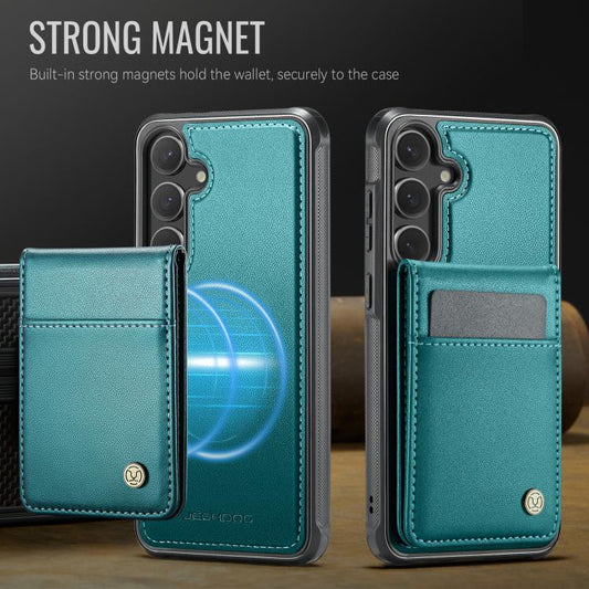For Samsung Galaxy S24 5G JEEHOOD J06 British Style RFID MagSafe Card Bag PU Phone Case(Green) - Galaxy S24 5G Cases by JEEHOOD | Online Shopping UK | buy2fix
