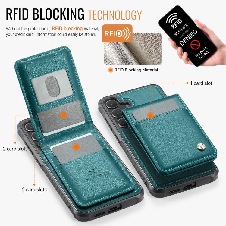 For Samsung Galaxy S24 5G JEEHOOD J06 British Style RFID MagSafe Card Bag PU Phone Case(Green) - Galaxy S24 5G Cases by JEEHOOD | Online Shopping UK | buy2fix