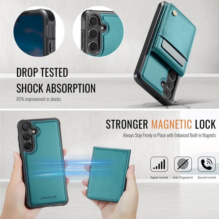 For Samsung Galaxy S24 5G JEEHOOD J06 British Style RFID MagSafe Card Bag PU Phone Case(Green) - Galaxy S24 5G Cases by JEEHOOD | Online Shopping UK | buy2fix