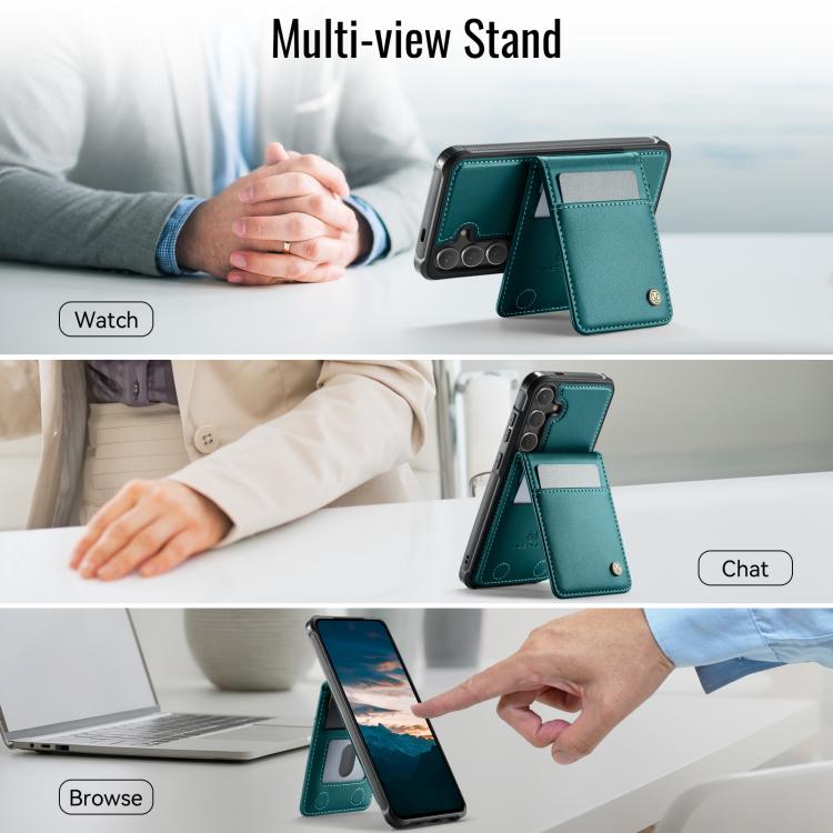 For Samsung Galaxy S24 5G JEEHOOD J06 British Style RFID MagSafe Card Bag PU Phone Case(Green) - Galaxy S24 5G Cases by JEEHOOD | Online Shopping UK | buy2fix