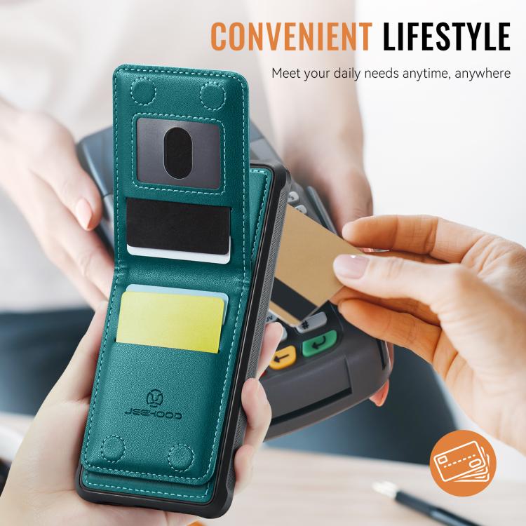 For Samsung Galaxy S24 5G JEEHOOD J06 British Style RFID MagSafe Card Bag PU Phone Case(Green) - Galaxy S24 5G Cases by JEEHOOD | Online Shopping UK | buy2fix
