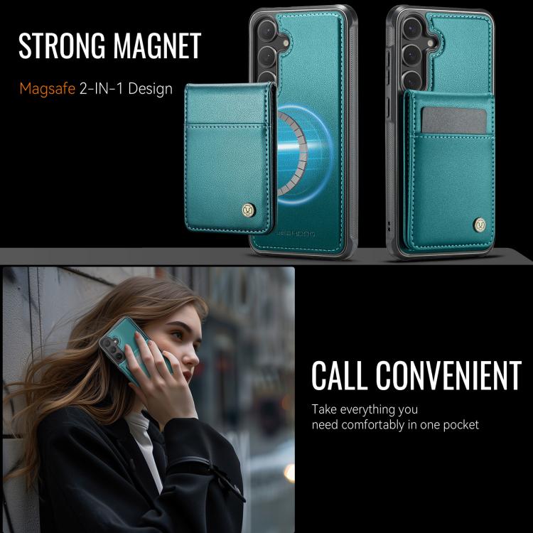 For Samsung Galaxy S24 5G JEEHOOD J06 British Style RFID MagSafe Card Bag PU Phone Case(Green) - Galaxy S24 5G Cases by JEEHOOD | Online Shopping UK | buy2fix