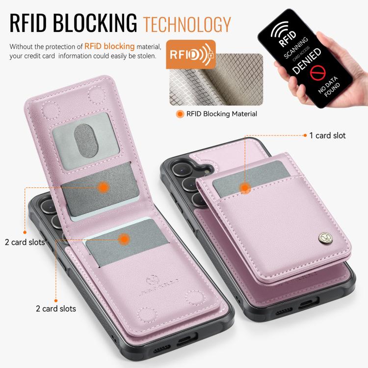 For Samsung Galaxy S24 5G JEEHOOD J06 British Style RFID MagSafe Card Bag PU Phone Case(Pink) - Galaxy S24 5G Cases by JEEHOOD | Online Shopping UK | buy2fix