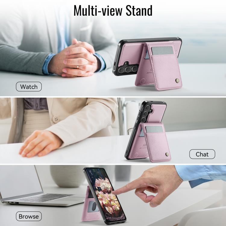 For Samsung Galaxy S24 5G JEEHOOD J06 British Style RFID MagSafe Card Bag PU Phone Case(Pink) - Galaxy S24 5G Cases by JEEHOOD | Online Shopping UK | buy2fix