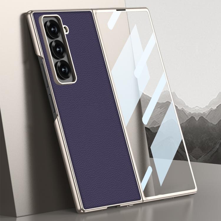 For Samsung Galaxy Z Fold6 Slim GKK Integrated Metal Paint Skin Feel Leather Full Coverage Phone Case(Black) - Galaxy Phone Cases by GKK | Online Shopping UK | buy2fix