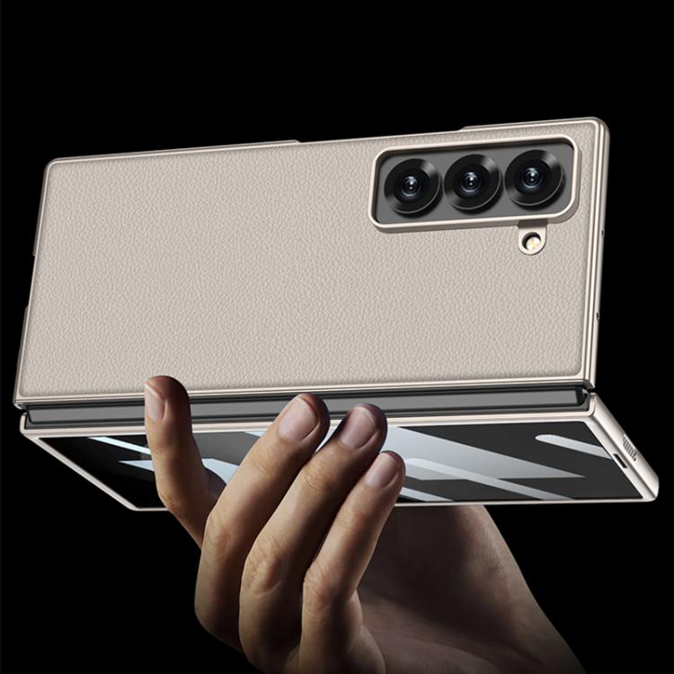 For Samsung Galaxy Z Fold6 Slim GKK Integrated Metal Paint Skin Feel Leather Full Coverage Phone Case(Black) - Galaxy Phone Cases by GKK | Online Shopping UK | buy2fix