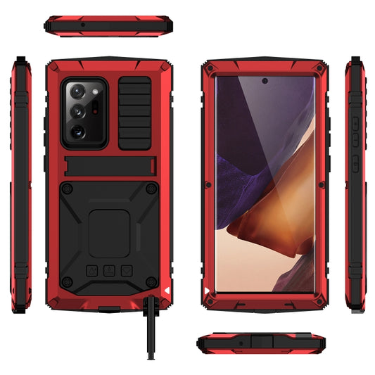 For Samsung Galaxy Note 20 Ultra R-JUST Shockproof Waterproof Dust-proof Metal + Silicone Protective Case with Holder(Red) by R-JUST