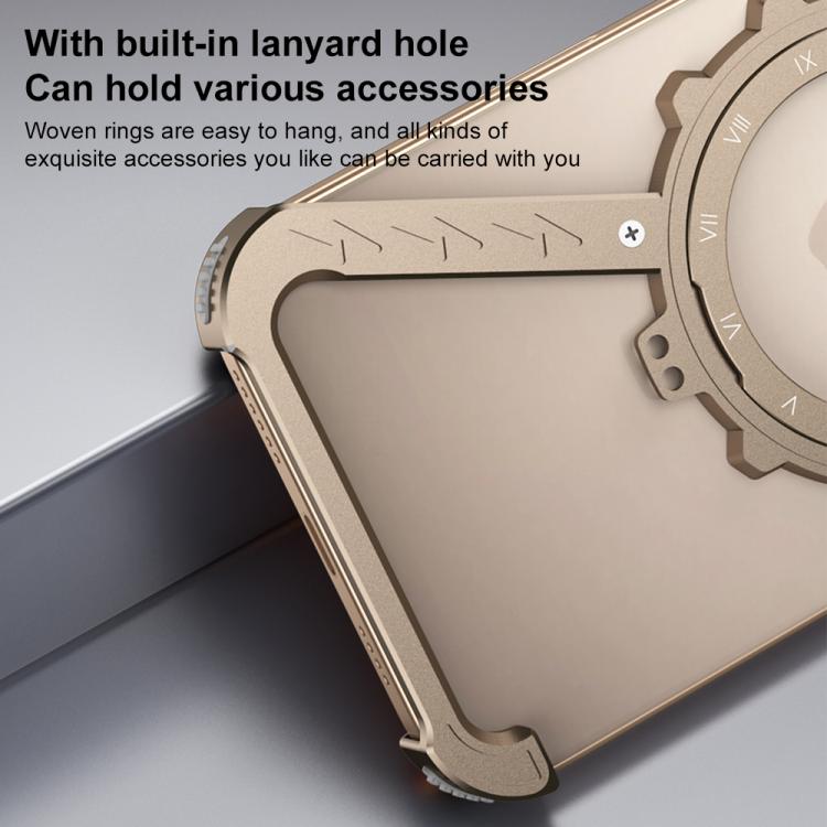 For iPhone 16 Plus Z-shaped Frameless Metal 360 Holder MagSafe Phone Case(Space Silver) - iPhone 16 Plus Cases by buy2fix | Online Shopping UK | buy2fix