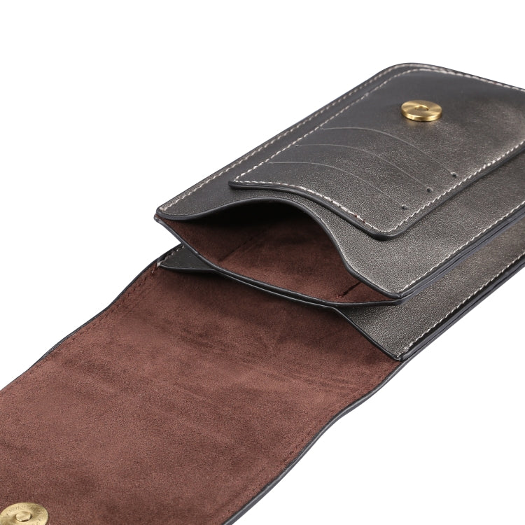 Lambskin Texture Men Phone Universal Double Lattice Waist Bag Leather Case, Size:L(Grey) - by buy2fix | Online Shopping UK | buy2fix