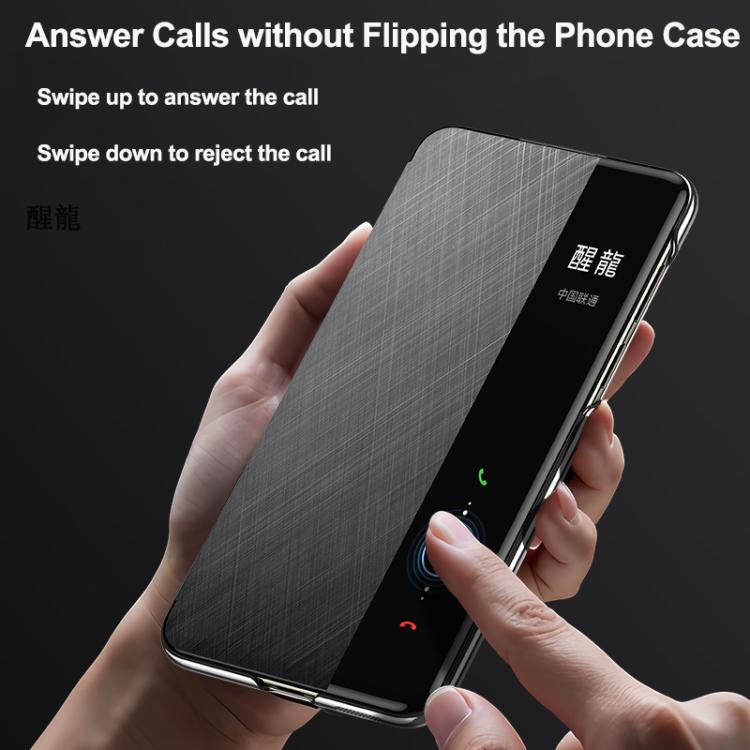 For Huawei Mate 60 Pro Smart View Window Plain Leather Paint PC Phone Case(Cyan-blue) - Huawei Cases by buy2fix | Online Shopping UK | buy2fix