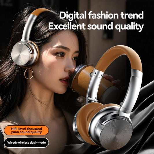 A53 Over-Ear Retro Metal ANC Active Noise Reduction Bluetooth Headset(Brown) - Headset & Headphone by buy2fix | Online Shopping UK | buy2fix
