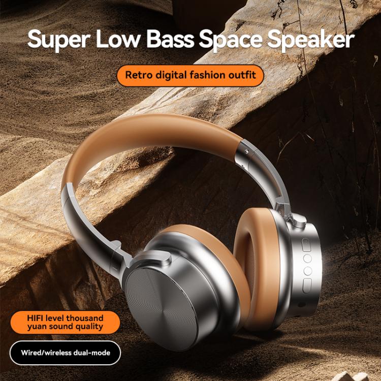 A53 Over-Ear Retro Metal ANC Active Noise Reduction Bluetooth Headset(Brown) - Headset & Headphone by buy2fix | Online Shopping UK | buy2fix