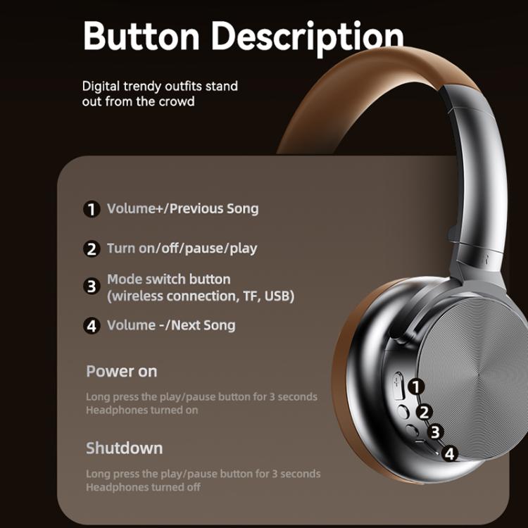 A53 Over-Ear Retro Metal ANC Active Noise Reduction Bluetooth Headset(Black) - Headset & Headphone by buy2fix | Online Shopping UK | buy2fix
