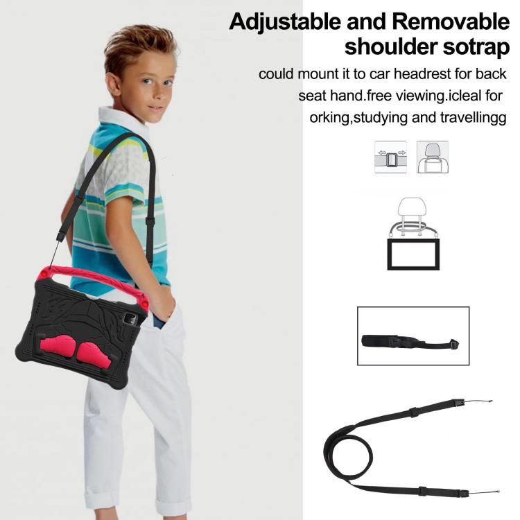 For iPad Pro 11 2022 / 2021 / 2020 Boxing Series Kickstand EVA Shockproof Tablet Case with Shoulder Strap(Black Red) - iPad Pro 11 (2022/2021) Cases by buy2fix | Online Shopping UK | buy2fix