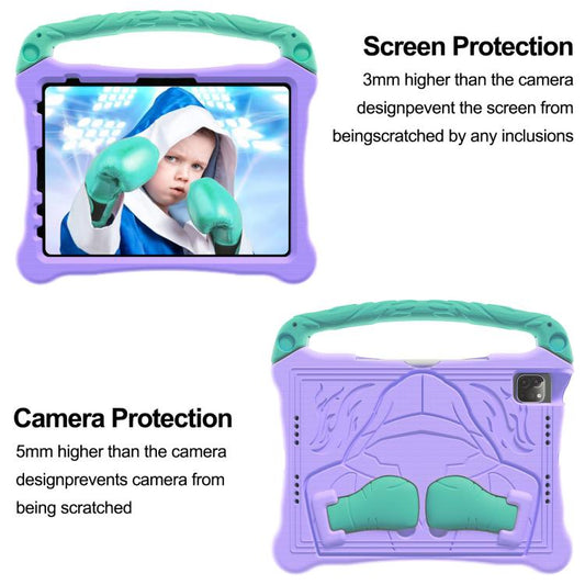 For iPad Pro 11 2022 / 2021 / 2020 Boxing Series Kickstand EVA Shockproof Tablet Case with Shoulder Strap(Purple Mint) - iPad Pro 11 (2022/2021) Cases by buy2fix | Online Shopping UK | buy2fix