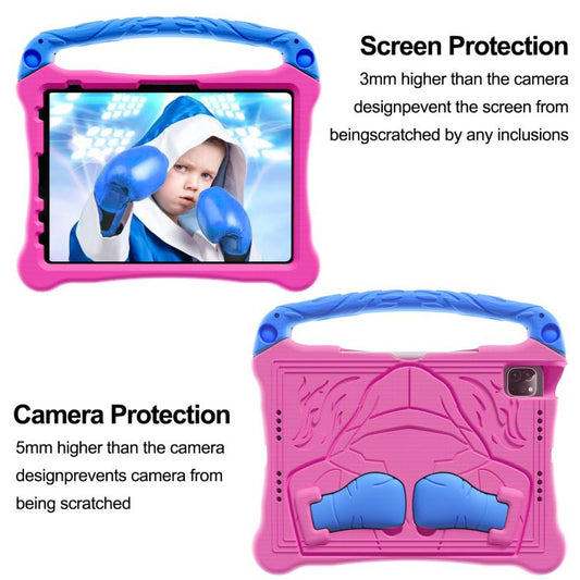 For iPad Air 2022 / 2020 10.9 Boxing Series Kickstand EVA Shockproof Tablet Case with Shoulder Strap(Rose Red Blue) - iPad Air (2022) / (2020) 10.9 Cases by buy2fix | Online Shopping UK | buy2fix