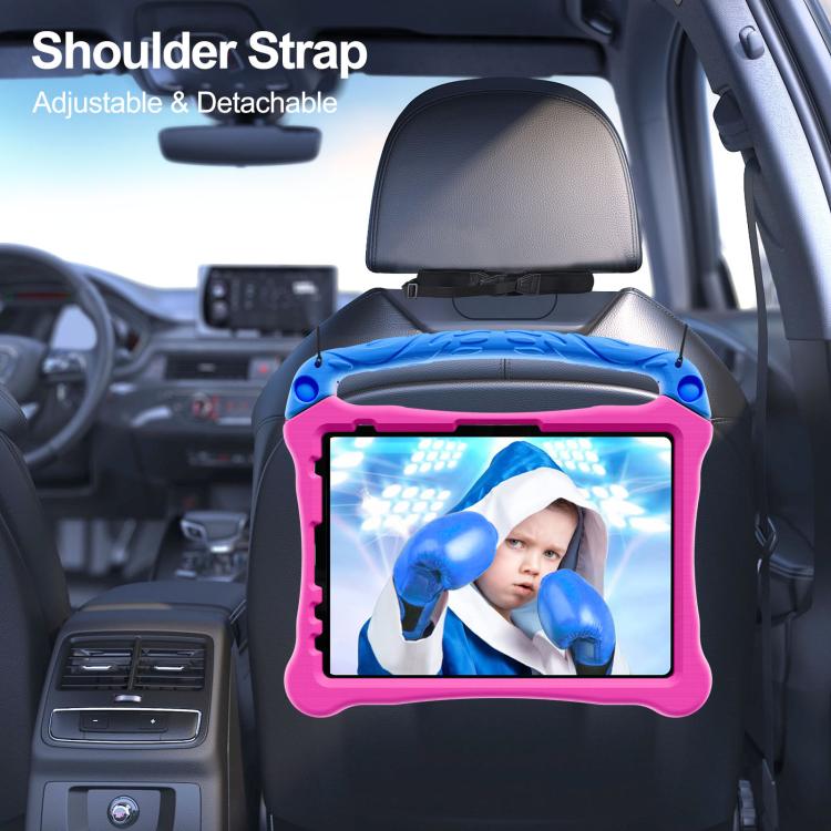 For iPad Air 11 2024 / 2025 Boxing Series Kickstand EVA Shockproof Tablet Case with Shoulder Strap(Rose Red Blue) - iPad Air 11 2025 / 2024 Cases by buy2fix | Online Shopping UK | buy2fix
