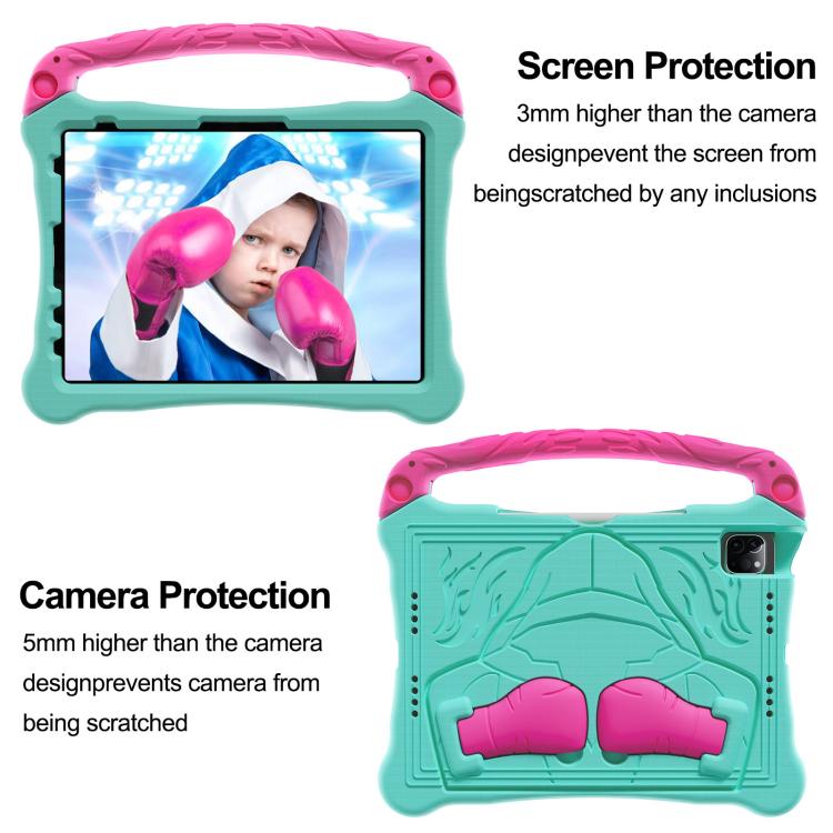 For iPad Pro 11 2024 Boxing Series Kickstand EVA Shockproof Tablet Case with Shoulder Strap(Mint Rose Red) - iPad Pro 11 2024 Cases by buy2fix | Online Shopping UK | buy2fix