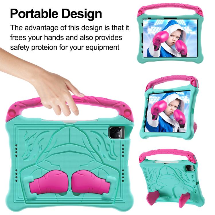 For iPad Pro 11 2024 Boxing Series Kickstand EVA Shockproof Tablet Case with Shoulder Strap(Mint Rose Red) - iPad Pro 11 2024 Cases by buy2fix | Online Shopping UK | buy2fix